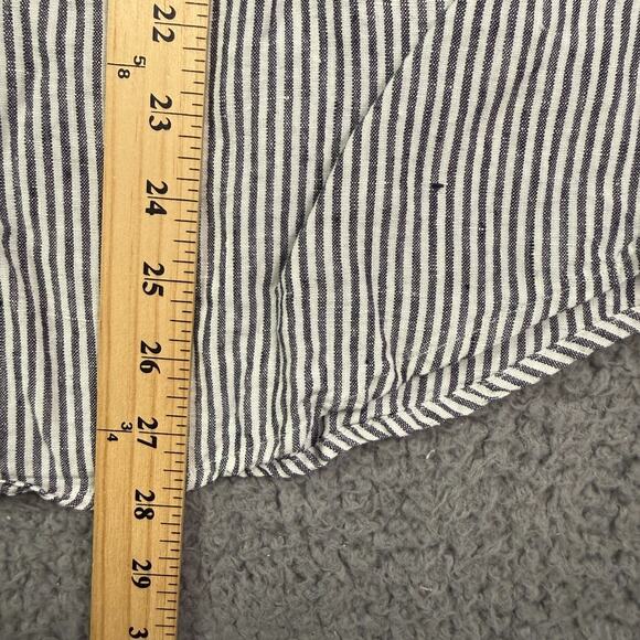 Alex Crane Shirt Mens M Gray White Striped Linen Button Down Short Sleeve Pocket - Picture 6 of 7